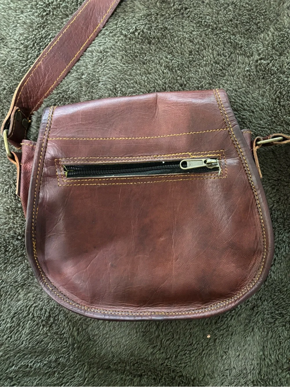 Brown Leather Saddle Crossbody Bag